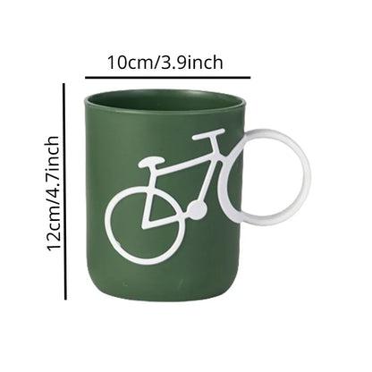 Rynx | Household Mouthwash Cup with Bike Handle – Simple Brushing Cup for Couples, Dormitory and Bathroom Use