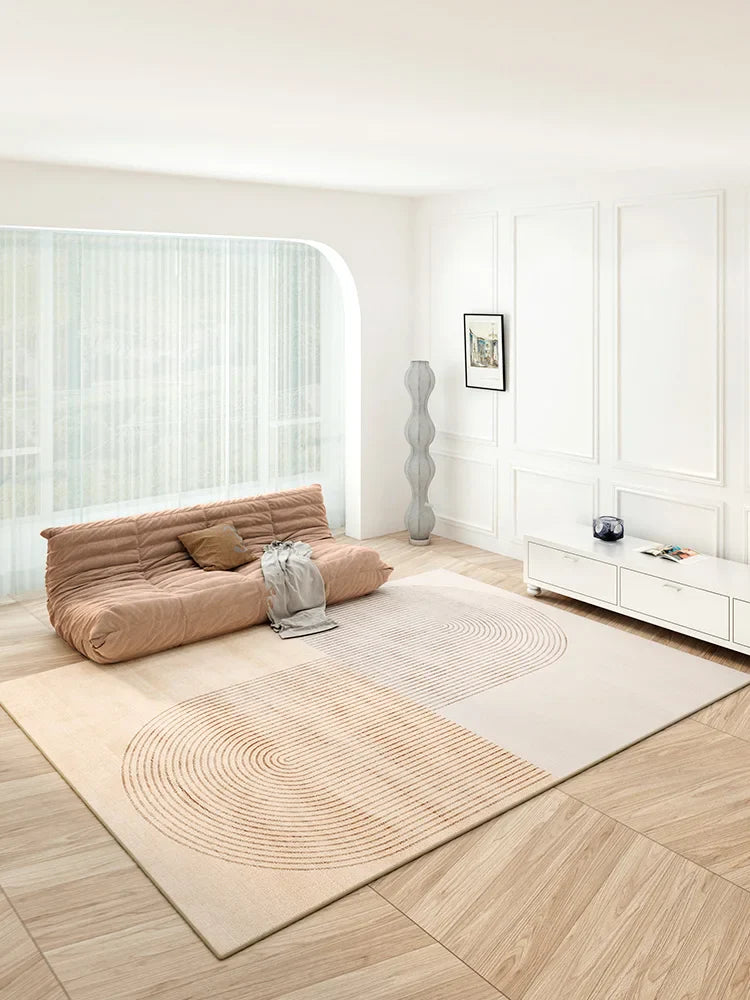 Rynx | Modern Minimalist Living Room Rug Cream Luxury Home Decor Rug Nordic Line Art Luxury Space Fluffy Soft Large Rug Tapis IG