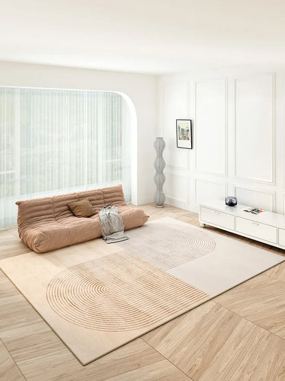 Rynx | Modern Minimalist Living Room Rug Cream Luxury Home Decor Rug Nordic Line Art Luxury Space Fluffy Soft Large Rug Tapis IG