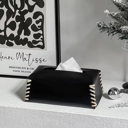 Rynx | Nordic woven tissue box leather napkin holder luxury paper box toilet towel holder high-quality bedroom table decoration