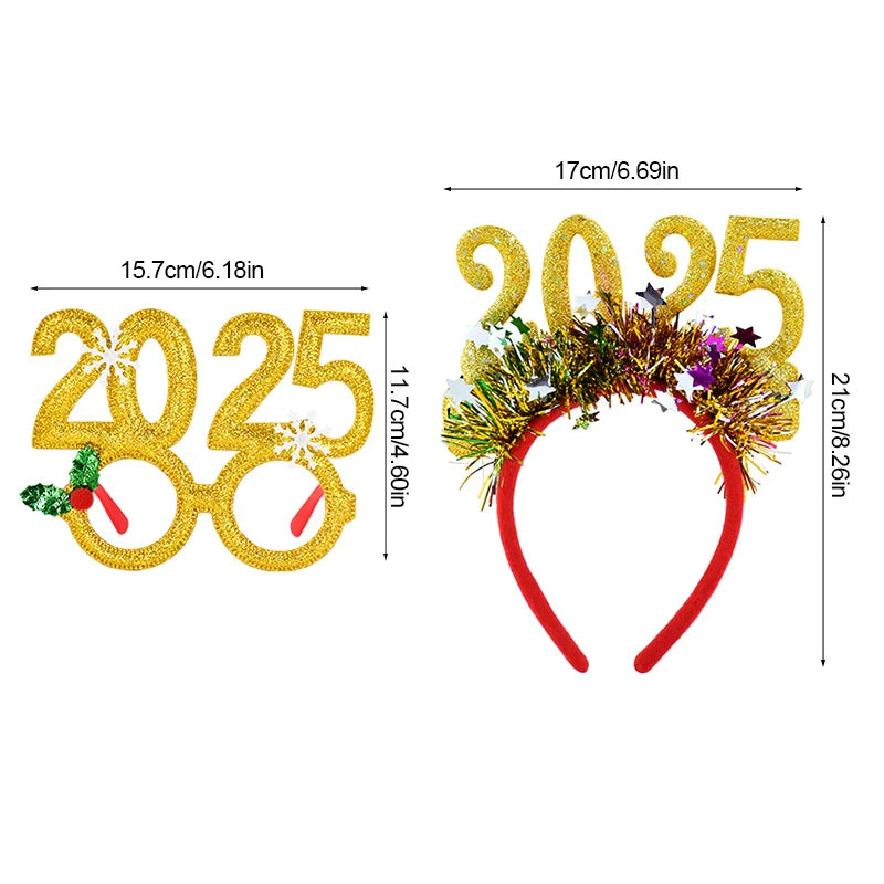Rynx Christmas Photo Props Glasses Frames Headband Kids Adults New Year's Headwear Christmas Party Decoration Navidad Gift