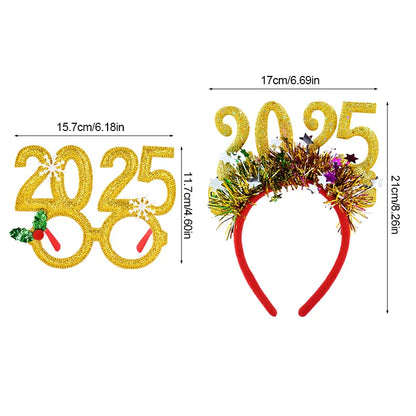 Rynx Christmas Photo Props Glasses Frames Headband Kids Adults New Year's Headwear Christmas Party Decoration Navidad Gift