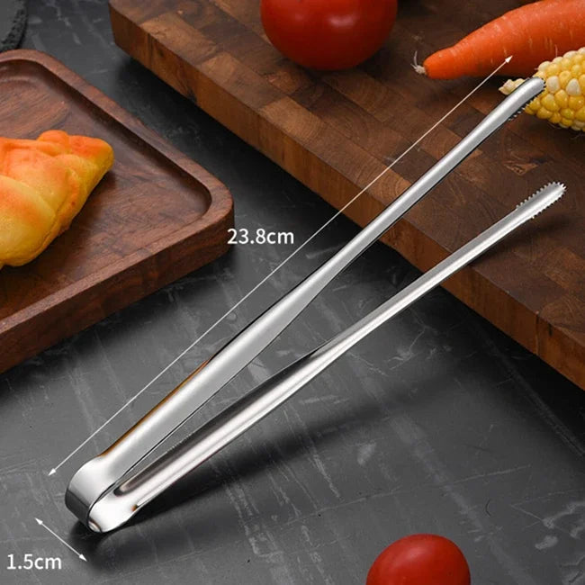 Rynx | Stainless Steel Grill Tongs – Non-Slip Food Clip, BBQ Steak, Bread Tong, Cooking Utensils, Party Kitchen Gadgets