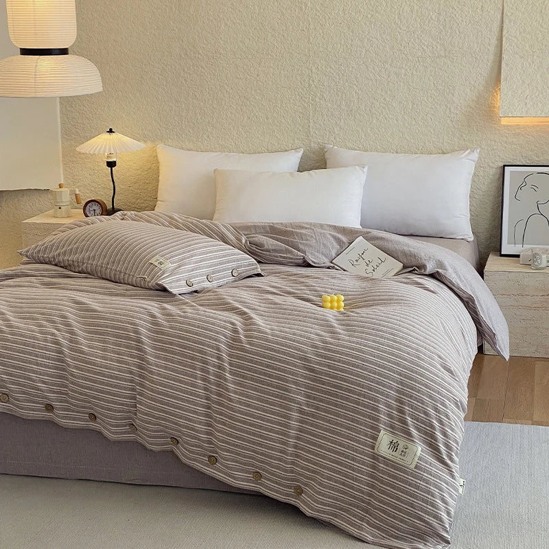 Rynx | 100% Cotton Duvet Cover Stripes Bedspread Skin-friendly Bedding Comforter Cover High-quality Duvet Cover duvet cover