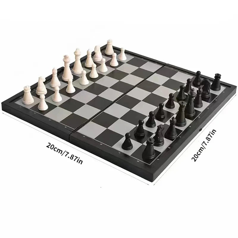 Rynx | 1 box with foldable magnetic international chess set with plastic chessboard board game, ideal table game for family gatherings