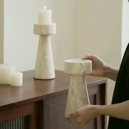 Rynx | Travertine Stone Candle Holder / Decor