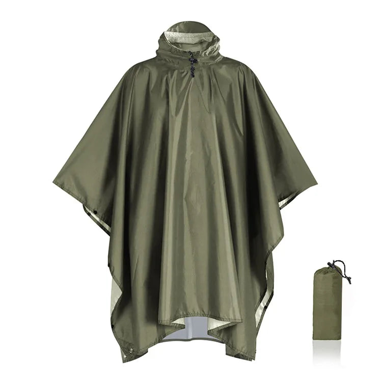 Rynx | 3 in 1 Outdoor Military Raincoat - Hooded Waterproof Rain Poncho with Sleeves, Motorcycle Rain Cover, Ideal for Camping, Hiking and Travel