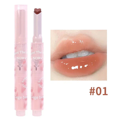 Rynx | Thin Tube Flower Lipstick Pencil Heart-Shaped Gel Lipstick Pencil Makeup Long-Lasting Moisturizing Lip Lacquer Girls Korean Cosmetics