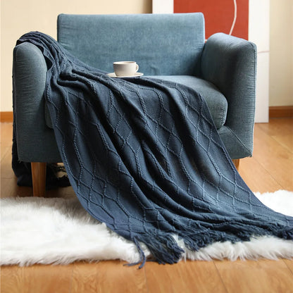 Rynx | purple diamond knit blanket