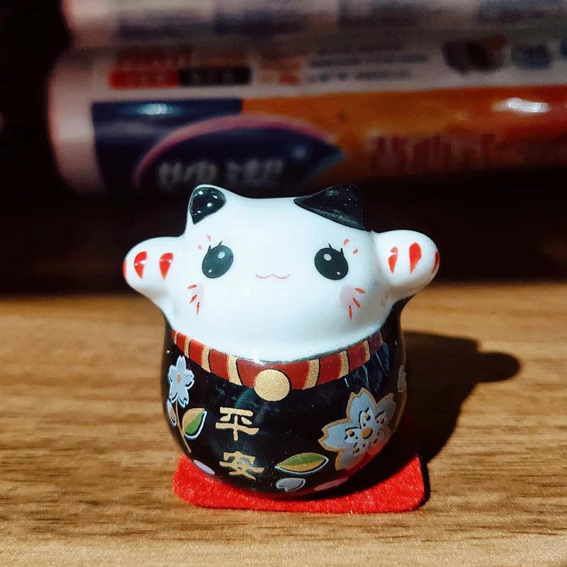 Rynx | Charming Japanese Ceramic Lucky Cat Daruma Figurine for Home Decor and Gifts