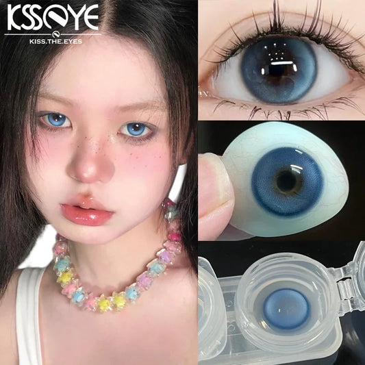 Rynx | 1 Pair Hot Selling Colorful Pupils for Eyes with Degree 0~-8.00 Degree Blue Natural Beautiful Pupils Fashion Color Makeup