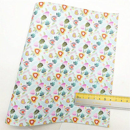 Rynx | Iridescent faux leather crafting sheet with sparkling star and heart design - 21x29CM