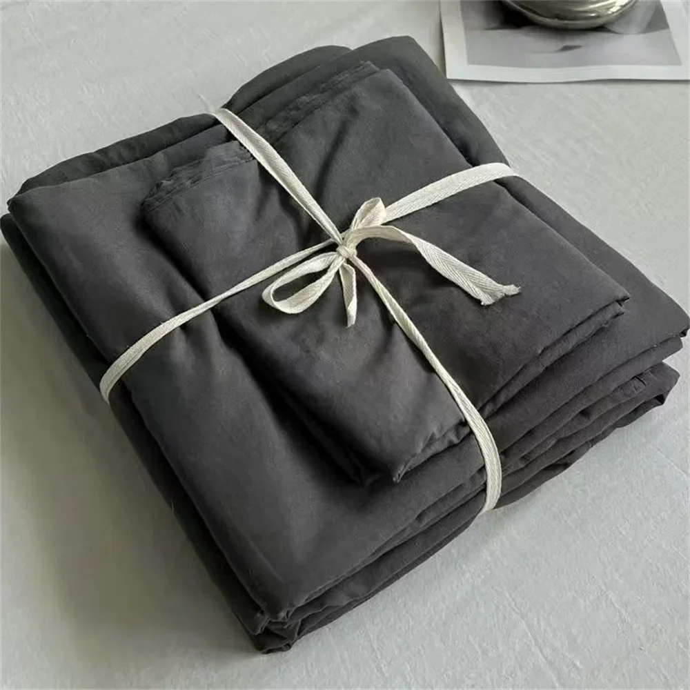 Rynx | French Girl Pure Bedding Set Soft Washed Cotton Bed Sheets Duvet Cover Set Pillowcase Bedding Handmade Embroidery Bedding Set