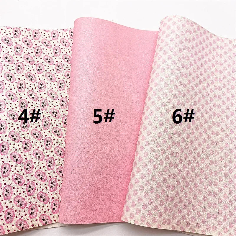Rynx | Sparkling Pink Heart & Cloud Faux Leather Crafting Sheet - Ideal for DIY Projects