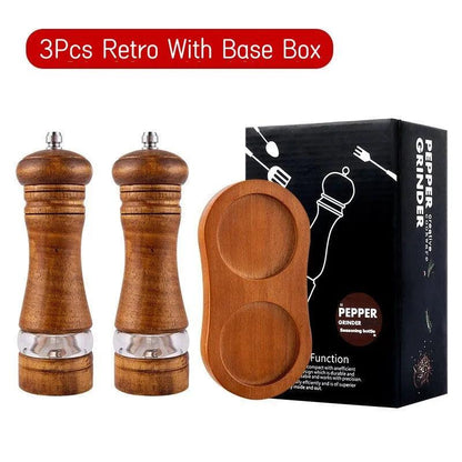 Rynx | Vintage Handcrafted Wooden Spice Mill Set - 6-Inch Gourmet Salt and Pepper Mills