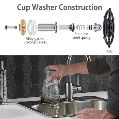 Rynx | Automatic Cup Washer Faucet Glass Rinser for Kitchen Sink - Bar Glass Rinser, Coffee Pitcher Wash Cup Tool, Essential Kitchen Sink Accessories