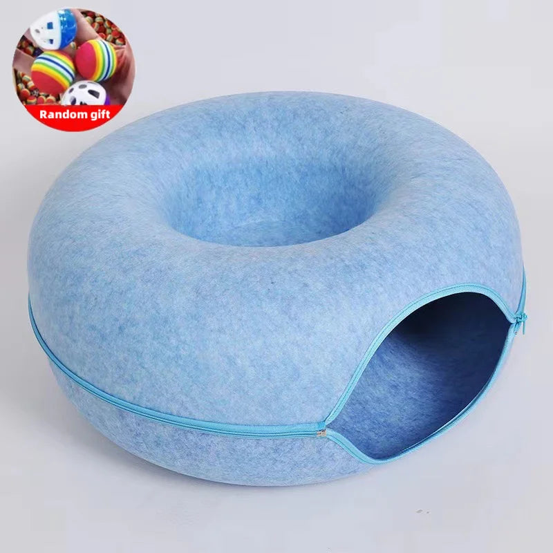 Rynx | Donut Cat Bed Pet Cat Tunnel Interactive Play Toy Cat Bed Dual-use Indoor Toy Kitten Sports Equipment Cat Training Toy Cat House