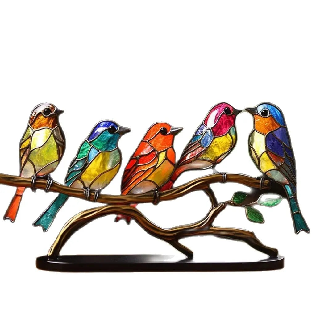 Rynx | ElegantAviary | Colorful Birds on Branch Desk Ornaments