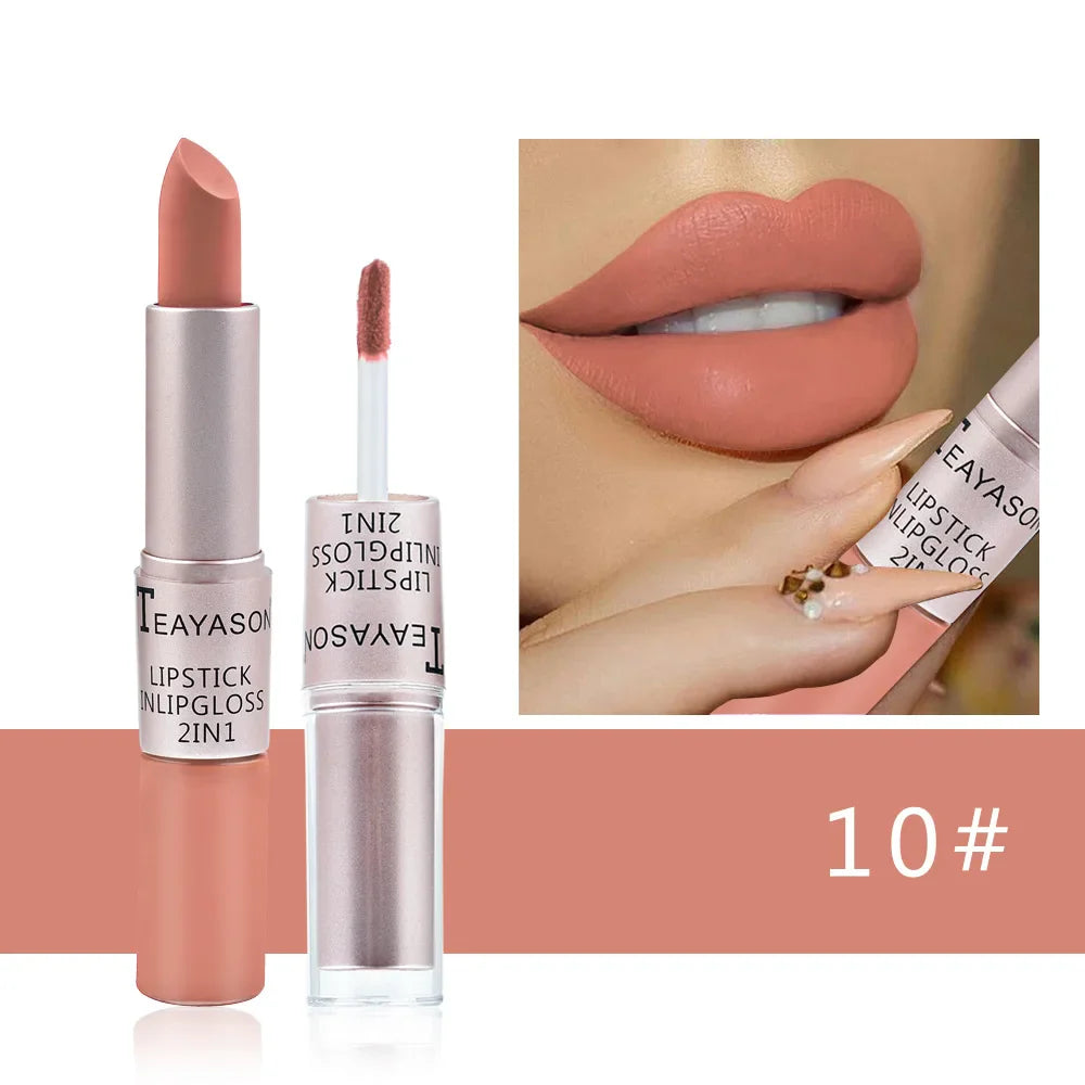 Rynx | Long lasting velvet matte lipstick double-ended lip gloss non-sticky cup lip gloss tint plumper waterproof lipstick makeup