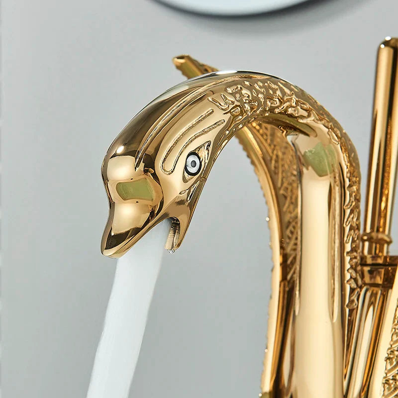 Rynx | Swan Single Handle Golden Basin Faucet