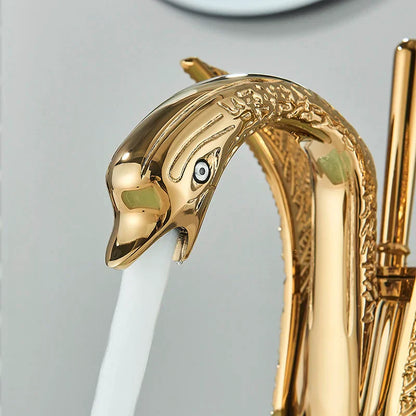 Rynx | Swan Single Handle Golden Basin Faucet
