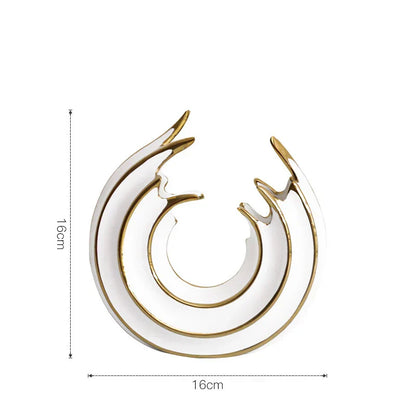 Rynx | Aurivella Grace Vase | White & Gold | Wave Shape Porcelain | Elegant Table Decoration for Home Decor & Flower Arrangement