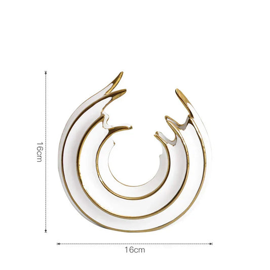 Rynx | Aurivella Grace Vase | White & Gold | Wave Shape Porcelain | Elegant Table Decoration for Home Decor & Flower Arrangement