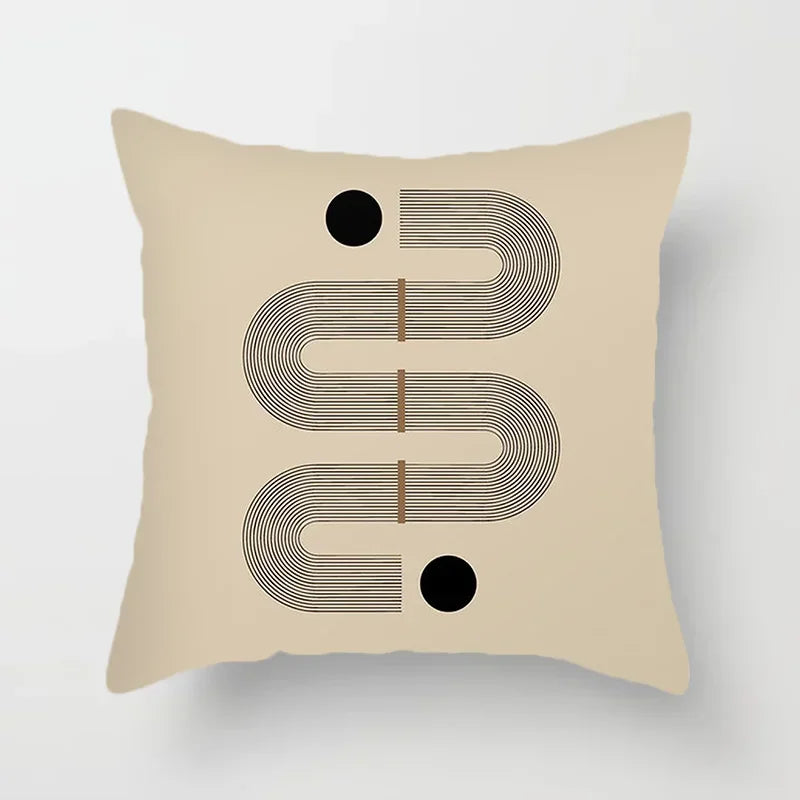RYNX | Cushion cover - Modern Black-White Cushion Cover with Abstract Art Print F
