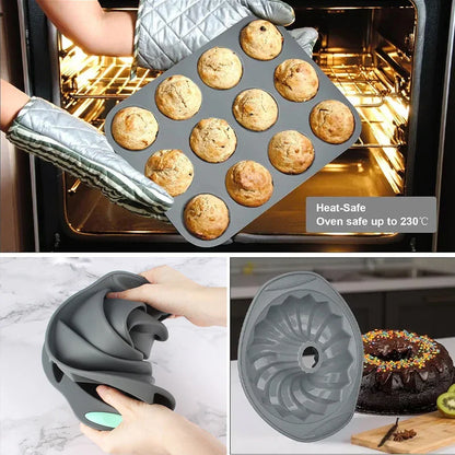Rynx | 3D Silicone Bread and Muffin Mold Set - Heat Resistant, Non-Stick Kitchen Bakeware for Cakes and Pastries