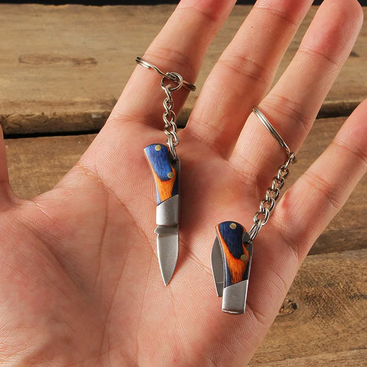 Rynx | Portable Small Blade Camping Keychain Knife - Stainless Steel Folding Pocket Knife with Key Ring Pendant, Perfect Bag Gift