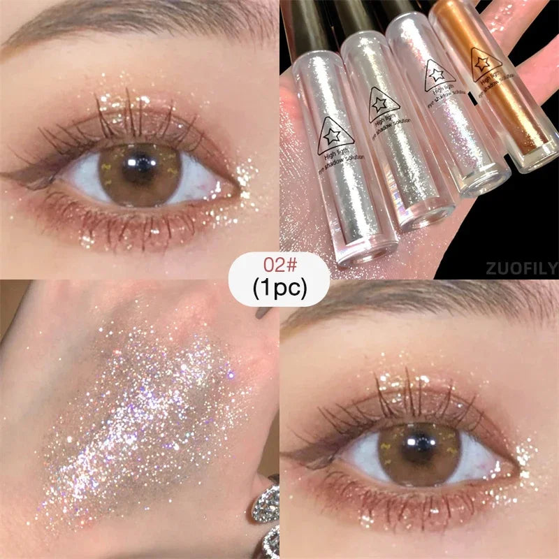Rynx | 4pcs/1pcs Flüssiger Lidschatten Perlen Glitzer Lang anhaltend Wasserdicht Flüssiger Lidschatten Schnelltrocknender Glitzer Schimmer Augen Make-up