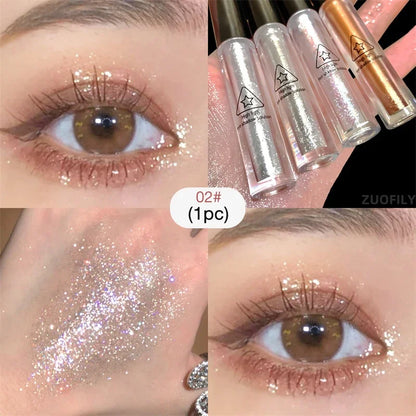 Rynx | 4pcs/1pcs Flüssiger Lidschatten Perlen Glitzer Lang anhaltend Wasserdicht Flüssiger Lidschatten Schnelltrocknender Glitzer Schimmer Augen Make-up
