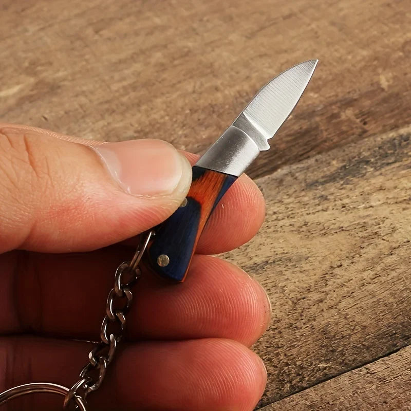 Rynx | Portable Small Blade Camping Keychain Knife - Stainless Steel Folding Pocket Knife with Key Ring Pendant, Perfect Bag Gift