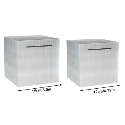 Rynx | Stainless Steel Piggy Bank - Large-Capacity Coin Box with 'Only In, No Export' Design for Kids' Money Savings