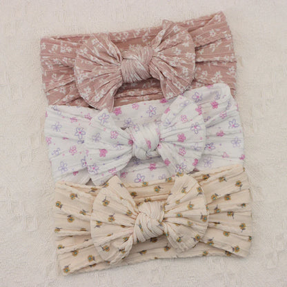 Rynx | 3Pcs Baby Headband Set: Knit Bows, Elastic Nylon Turban