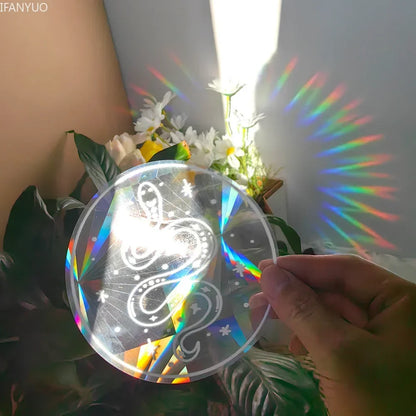 Rynx | PVC Self-Adhesive Glass Window Stickers | Sun Catcher Cat Moth Energy Suncatcher | Rainbow Prisms Sunlight Decals