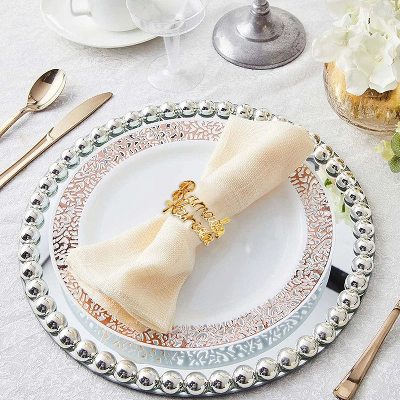 Rynx 2/6Pieces Ramadan Kareem Napkin Rings Eid Mubarak Muslim Islamic Dining Table Home Decoration Alloy Napkin Buckle Ramadan Gift