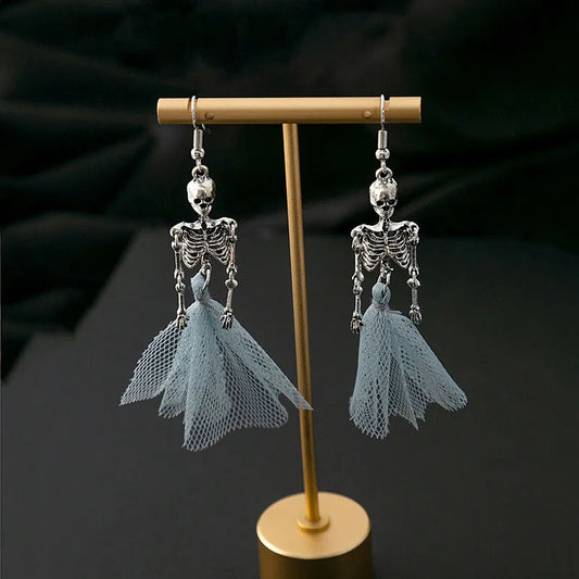 Rynx | Vintage Halloween Skull Skeleton Drop Earrings