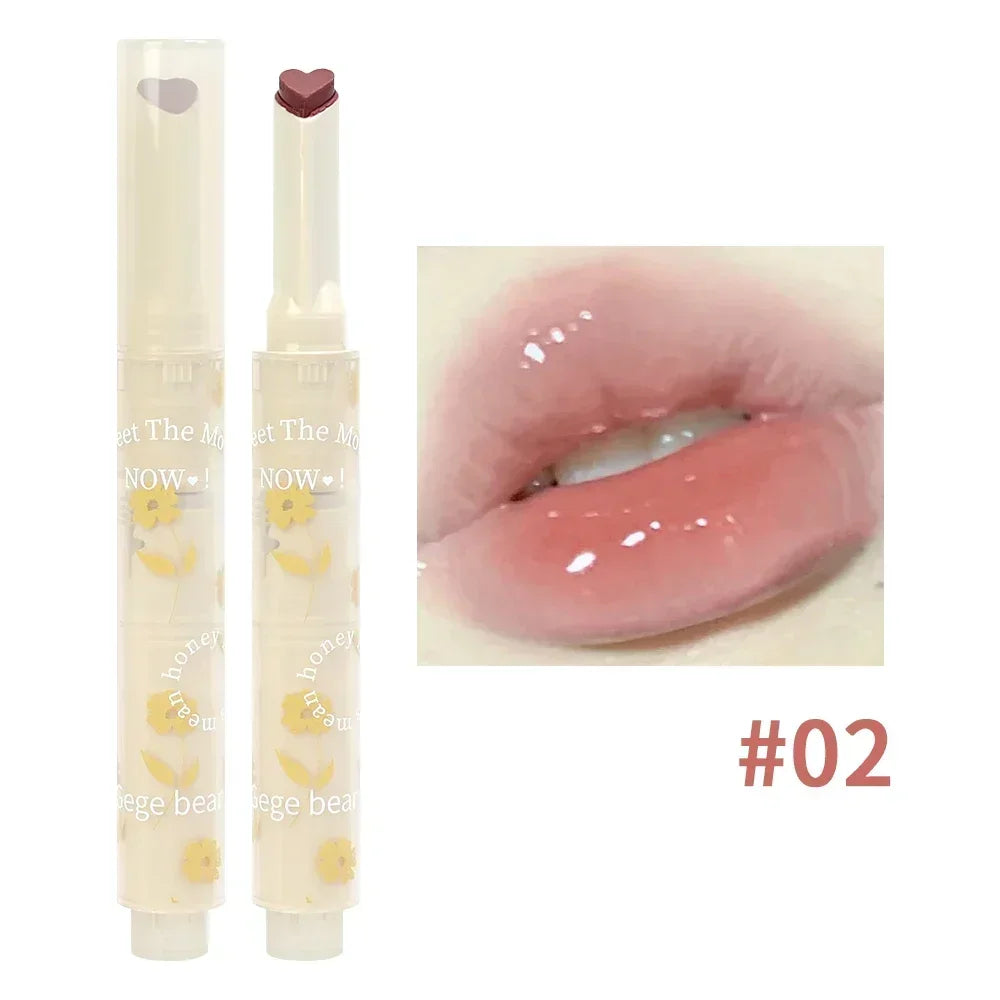 Rynx | Thin Tube Flower Lipstick Pencil Heart-Shaped Gel Lipstick Pencil Makeup Long-Lasting Moisturizing Lip Lacquer Girls Korean Cosmetics
