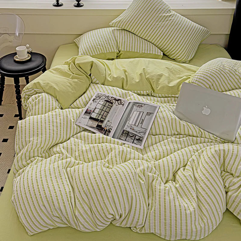 Rynx | Vertical Stripes Bedding Duvet Set Duvet Cover Sheet Set Pillowcases Bedding Set Queen/King Bed Comforters