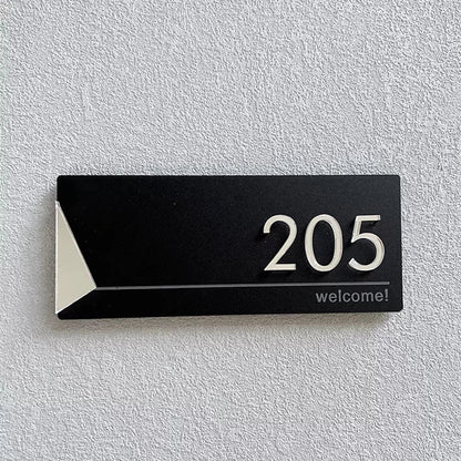 Rynx | Acrylic Modern Door Plate - Customizable Shop Sign with House Number, Family Name, and Address for Home, Office, or Hotel