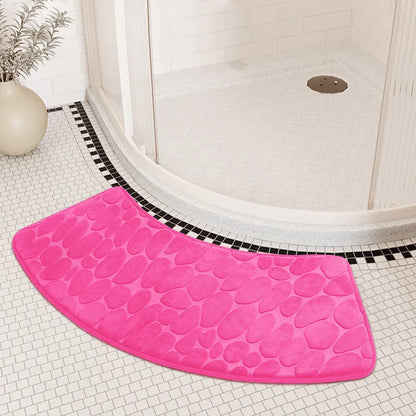 Rynx | Curved Bathroom Mat - Non-Slip Pebble Embossed Bath Mat | Absorbent Floor and Toilet Mat for Showers