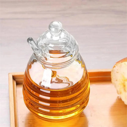 Rynx | Elegant clear glass honey jar collection with dipper and lid - Perfect for any occasion