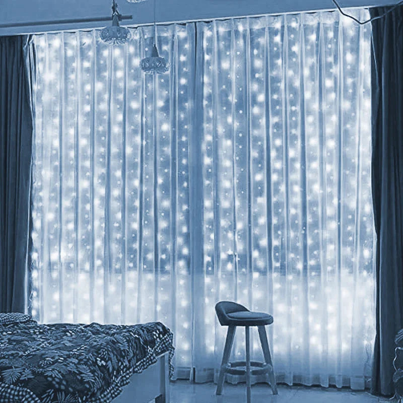 Rynx | 6/4/3M USB Curtain String Lights 8 Modes Bedroom Home Christmas Tree Garland Light Wedding Christmas Holiday Decor Fairy Lights