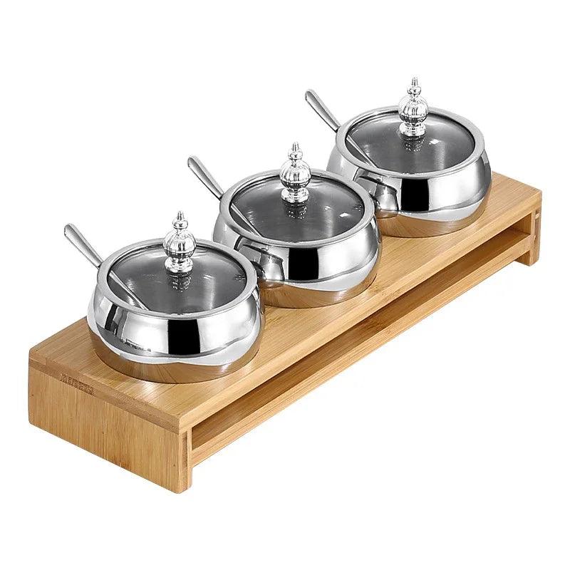Rynx | Stainless Steel Spice Storage and Oil Sprayer Set - Essential Organizer for Culinary Lovers