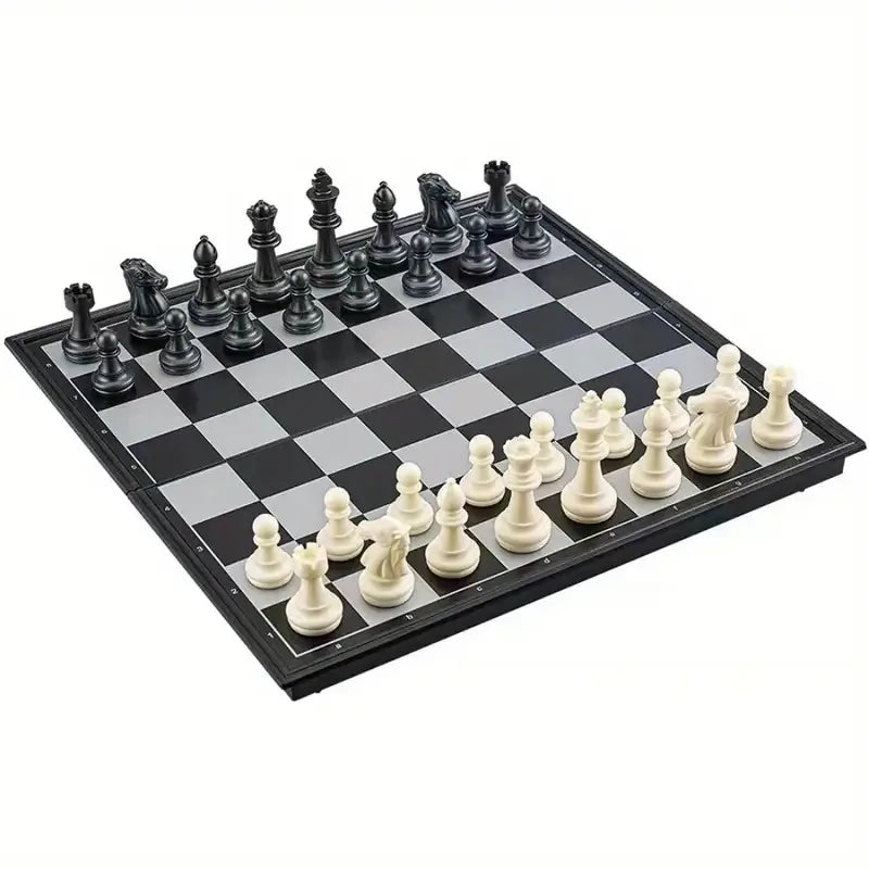 Rynx | 1 box with foldable magnetic international chess set with plastic chessboard board game, ideal table game for family gatherings