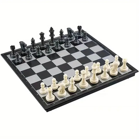 Rynx | 1 box with foldable magnetic international chess set with plastic chessboard board game, ideal table game for family gatherings