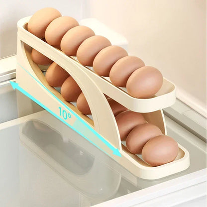 Rynx | Automatic Scrolling Egg Rack Holder - Refrigerator Egg Dispenser and Organizer Box for Kitchen Storage
