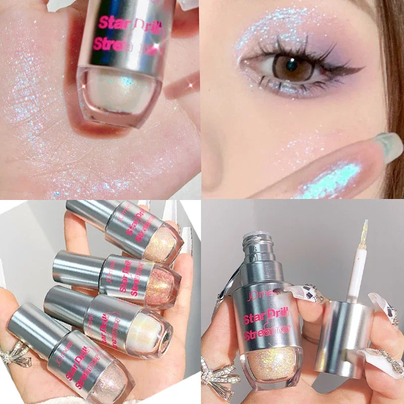 Rynx | 4pcs/1pcs Flüssiger Lidschatten Perlen Glitzer Lang anhaltend Wasserdicht Flüssiger Lidschatten Schnelltrocknender Glitzer Schimmer Augen Make-up