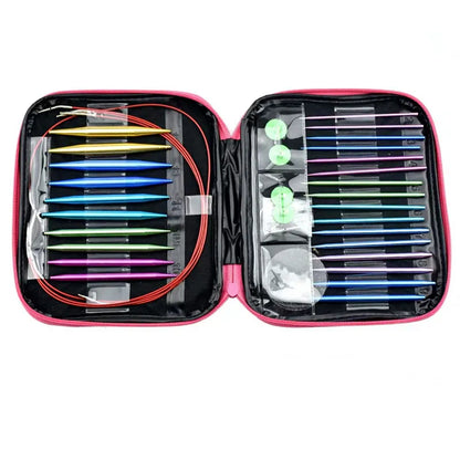 Rynx | Aluminum Circular Knitting Needles Set: Interchangeable Crochet Hooks - Weaving Yarn Knitting Craft Tools Accessories Kit